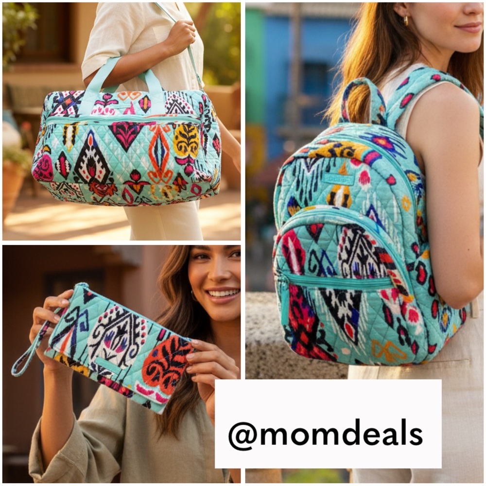 Vera Bradley Pueblo Set of 3, Lg Weekender Duffle, Compact Backpack & Lg Wallet
